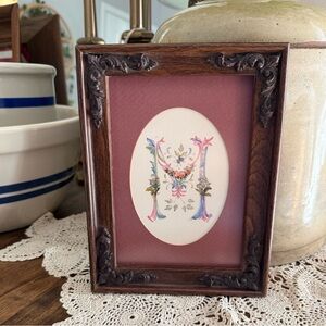 Gallery wall initial M with floral design 5X7 with frame.